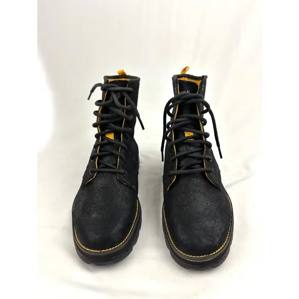 Skechers Black‎ Suede Leather Lace Up Boots 7.5 Women's Ankle On the Go